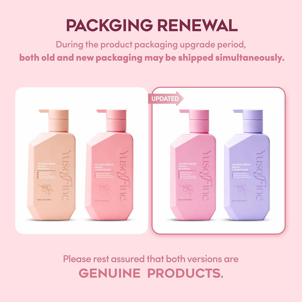 [Upgraded Version] Yusofine Nourish-Repair Argan Shampoo & Conditoner Coconut Oil Camellia Seed Oil Hydrolyzed Conchiolin Protein Hydration Shine SLES free SLS free
