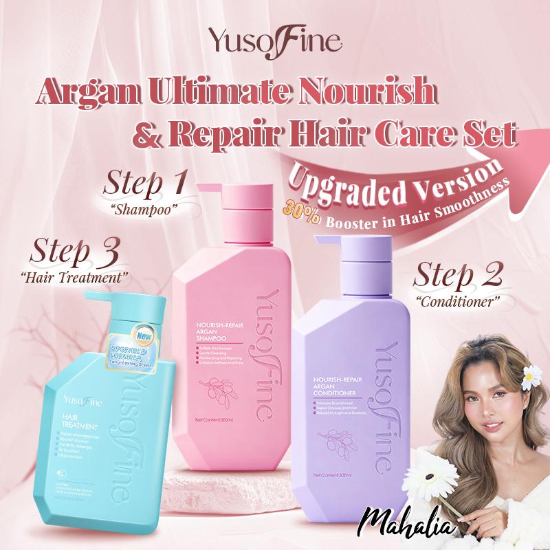 [Hair Care Bundle] Yusofine Nourish-Repair Argan Shampoo + Conditioner + Hair Treatment/Hair Mask Caviar Extract Luxury Hair Care