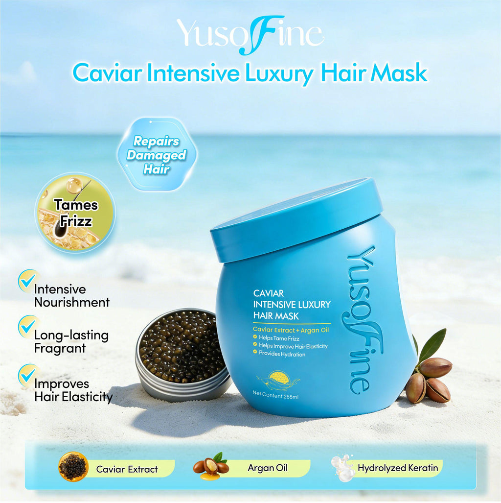 [Hair Care Bundle] Yusofine Nourish-Repair Argan Shampoo + Conditioner + Hair Treatment/Hair Mask Caviar Extract Luxury Hair Care