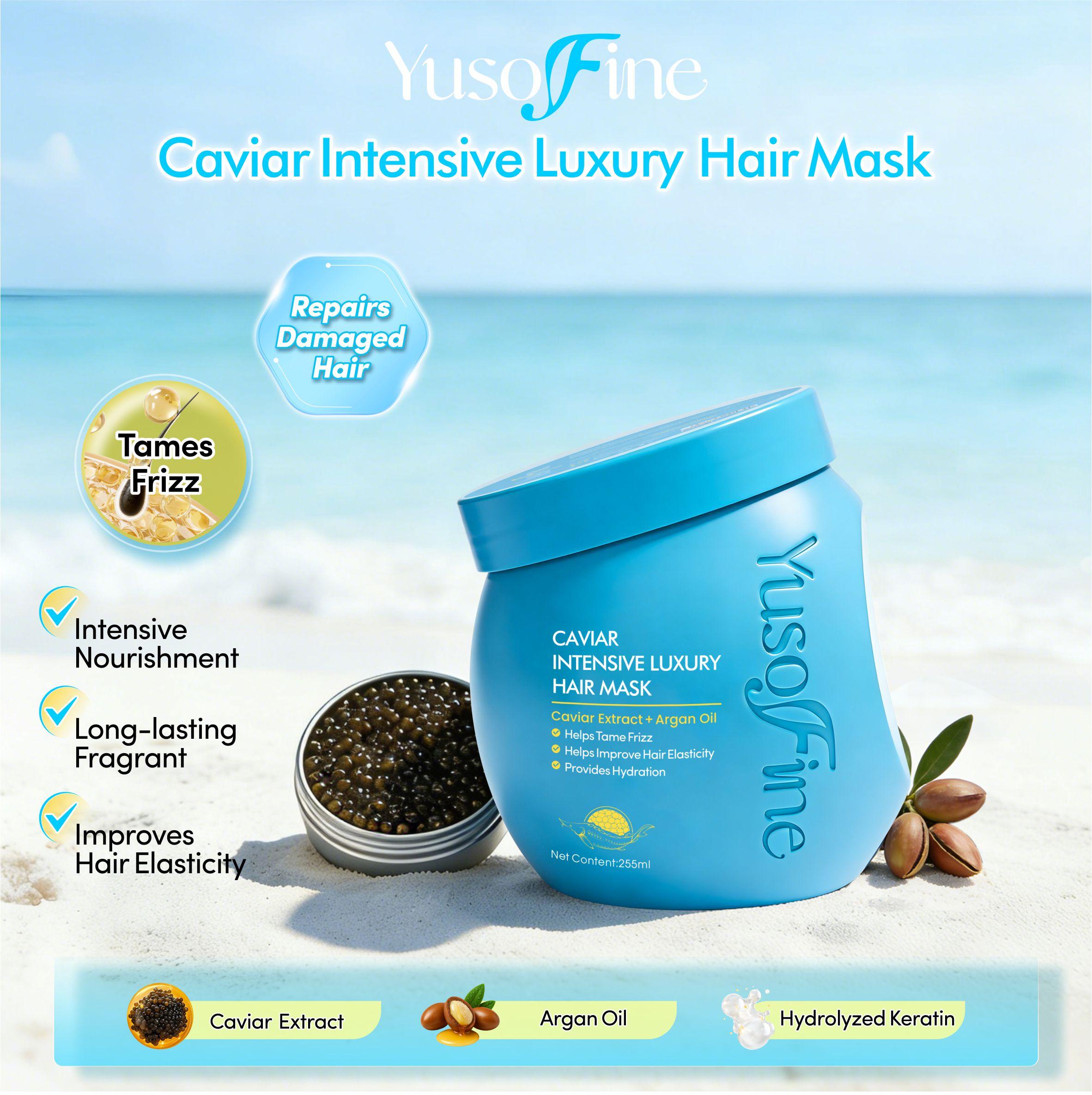 [Hair Care Bundle] Yusofine Nourish-Repair Argan Shampoo + Conditioner + Hair Treatment/Hair Mask Caviar Extract Luxury Hair Care