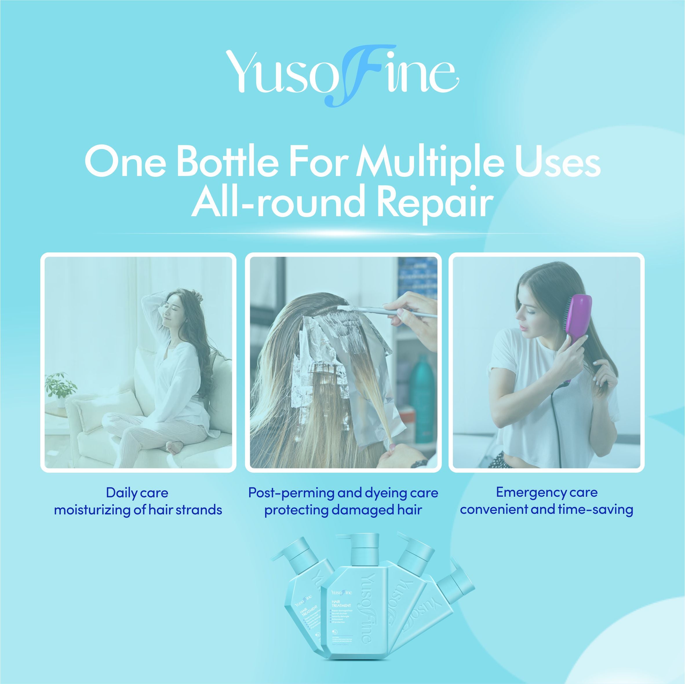 [Upgraded Version] Yusofine Hair Treatment Repair Damaged Hair Nourish Dry Hair Instantly Detangle Antioxidant Protection UV Protection 200ml Wash-Free Hair Serum Hair Mask