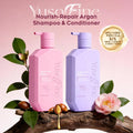 [Upgraded Version] Yusofine Nourish-Repair Argan Shampoo & Conditoner Coconut Oil Camellia Seed Oil Hydrolyzed Conchiolin Protein Hydration Shine SLES free SLS free
